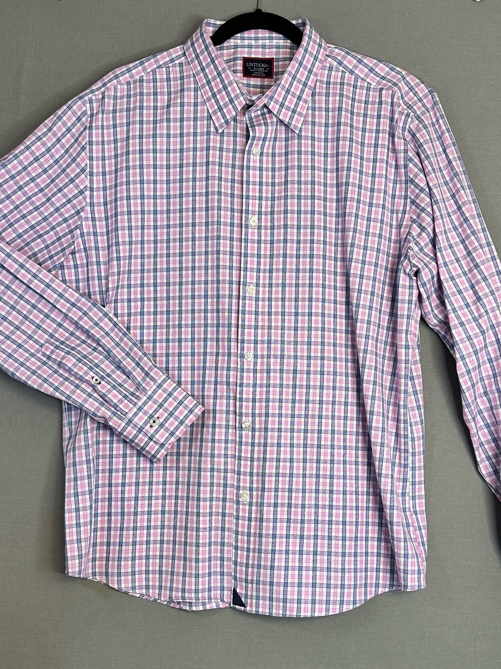 UNTUCKit Pink‎ and Blue Plaid Long-Sleeve Dress Shirt